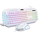 UK Layout / Gaming Tastatur und Maus Combo GK710 USB Regenbogen Gaming Keyboard mit Hintergrundbeleuchtung 7 Farben Atmende LED-Maus Set für PS4 Mac Laptop
