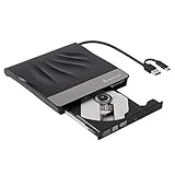 SALCAR Externes CD DVD Laufwerk USB 3.0 mit Type-C Tragabar Brenner Player Plug&Play DVD-RW Kompatibel mit Win10 /8/7/10/XP and Linux, Laptop, Desktop, Mac/MacBook Air/Pro/iMac