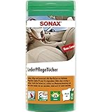 SONAX LederPflegeTücher Box (25 Stück) reinigen schnell, einfach und gründlich alle Oberflächen aus Glattleder | Art-Nr. 04123000