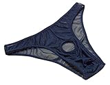 Demarkt Herren Hohle Shorts Slips G-String Tanga Transparent Bikini Slips durch die Penis und Hoden Penis Loch vorn Männliches Symbol
