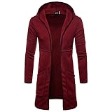 FRAUIT Herren Lange Kapuze Strickjacke Tasche Windbreaker Solide Trenchcoat Langarm Hoodie Kapuzenpullover Sweatjacke Outwear Bluse Mode Wunderschön Design Streetwear