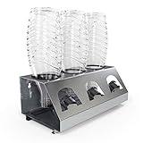 SodaClean® Premium Abtropfhalter aus Edelstahl mit Abtropfwanne - für SodaStream und Emil Flaschen | spülmaschinenfest Abtropfständer Abtropfgestell inkl. Deckelhalterung | Crystal Easy Power (3er)
