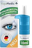 Augentropfen gegen trockene, rote, müde Augen mit Hyaluron [NEU2021] leichte Gel-Konsistenz, unkonserviert - YogaMedic® Made in Germany 10ml Kontaktlinsen geeignet