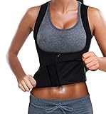 Gotoly Damen Neopren Sauna Weste Unterbrust Formende Tan Top Body Schwitzeffekt Taillenformer Fitness Shape Shirt Figur Training Stark Gym Bodyshape mit Reißverschluss (L, Schwarz mit grün)