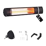 Arebos Infrarot Heizstrahler 2000 W | mit Fernbedienung | IP65 Schutzart | Low-Glare-Technologie | 3 Heizstufen