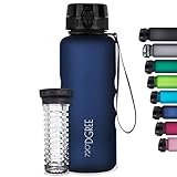 720°DGREE Trinkflasche “uberBottle“ softTouch +Früchtebehälter - 1,5L - BPA-Frei - Wasserflasche für Sport, Fitness, Outdoor, Wandern - Große Sportflasche aus Tritan - Leicht, Bruchsicher, Nachhaltig