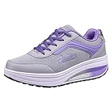 Xmiral Wedge Turnschuhe Damen Mesh Hebende Schuhe Weicher Boden Schaukelschuhe Turnschuhe(40,Lila)