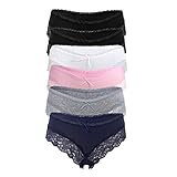 Fabio Farini 6er Set Damen Panty Hipster mit feinem Spitzenbesatz an Bein und Taille Multifarb Set 42