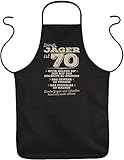 Tini - Shirts 70 Geburtstag Jäger Koch-Schürze - Geschenk-Idee Sprüche-Schürze 70 Jahre : Dieser Jäger ist 70 Bitte helfen Sie ihm auf den Hochsitz … - Geschenkschürze 70.Geburtstag