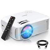 TOPVISION Mini Beamer, Native 720P Heimkino Beamer Unterstützt 1080P Full HD, 6500 Lumen Video Beamer mit 300'' Display, 120000 Stunden LCD Beamer Kompatibel mit HDMI/USB/SD/AV/VGA