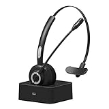 Giveet Bluetooth Headset für Handys, kabelloses Headset für Büro-Telefon mit Ladestation, Geräuschunterdrückung Mikrofon, 17h Sprechzeit für Trucker, Telefon, Skype, Call Center, PC