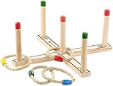 Playtastic Wurfspiel: Outdoor-Ringwurfspiel aus Holz mit 4 Wurfringen, 37 cm (Ringwurfspiel für Senioren)