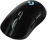 Logitech G703 Lightspeed Wireless Gaming Maus, Kabellose Verbindung, USB-Anschluss, 12000 DPI Sensor, RGB-Beleuchtung, Gewichttuning, 6 Programmierbare Tasten, PC/Mac - Englische Verpackung