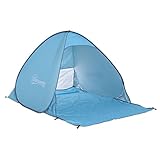 Outsunny Strandmuschel Strandzelt Wurfzelt Pop Up Zelt Campingzelt Automatisch, Polyester, Blau 150 x 200 x 115 cm