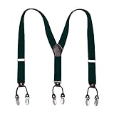 Kangdai Herren-Hosenträger mit Y-Rücken, 6 Clips, breit, einfarbig, für Smoking und Hochzeit - Gr�n - 119 cm