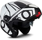 Moto Helmets® F19 „Runner Black“ · Motorrad-Helm · Klapp-Helm Modular-Helm Flip-up Integral-Helm Motorrad-Helm Roller-Helm Sport · ECE 22.05 Sonnenvisier Schnellverschluss Tasche L (59-60cm)