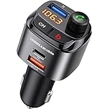 UNBREAKcable Bluetooth FM Transmitter Auto Radio Adapter, Auto Ladegerät mit PD3.0 und QC3.0 Ladeanschluss, Bass Verstärker, Freisprechfunktion, USB-Anschluss, Siri und Google Assistant Unterstützung