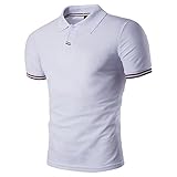 BicRad Herren Shirt Polo Kurzarmshirt Slim Polohemden Baumwolle, L, B40 Weiss