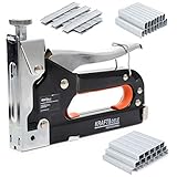 Handtacker manuell aus Metall Tacker für Holz, Stoff, Möbel und Dachpappe 4-14 mm 50 Klammer, 50 Klipse, 50 Nägel