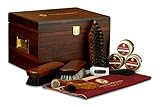 Langer & Messmer Schuhputzkiste München aus Holz (Braun mit 12-tgl. Pflegeset)