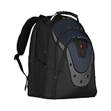 Wenger Ibex Laptop-Rucksack, Notebook bis 17 Zoll, Tablet bis 10 Zoll, 23 l, Damen Herren, Business Uni Schule Reisen, Schwarz/Blau