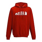 AWD / Just Hoods Hoodie Evolution Imker Bienen Züchter Honig Imkerei 10 Farben Herren XS-5XL Biene Imkermeister Bienenstock Bienenvolk Zeidler, Größe:M, Farbe:rot - Logo Weiss