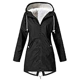 KEERADS Damen Winterjacke Regenmantel warm Plus Samt Lange Windjacke Verdickung Übergangsjacke wasserdichte Jacke Outdoor-Sportjacke