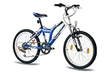 KCP 20 Zoll Mountainbike Kinderfahrrad - JETT SF Weiss blau - Hardtail Kinder Fahrrad für Jungen und Mädchen mit 6 Gang Shimano Schaltung - für Kinder zwischen 6-9 Jahre und 1,20-1,40m Körpergröße