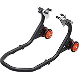 Hi-Q Tools Montageständer Motorrad Ständer Motorradheber Montageständer III, sicheres, einfaches Aufbocken, stabiles Abrollen, Schwarz, passend für Fast alle Motorräder, in der Breite verstellbar