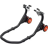 Hi-Q Tools Montageständer Motorrad Ständer Motorradheber Montageständer III, sicheres, einfaches Aufbocken, stabiles Abrollen, Schwarz, passend für Fast alle Motorräder, in der Breite verstellbar