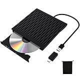 Externes CD DVD Laufwerk, USB 3.0 mit Type-C Portable DVD/CD Brenner,Plug&Play,schnelle Datenübertragung Optisches USB Laufwerk mit Beutel, Kompatibel mit WIN98 / XP / WIN7 / 8/10 / XP/Vista/Mac OS