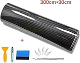 Kaliwa Auto Folie, selbstklebend Autofolie aus Vinyl, flexibel Auto Shutz Folie(300cm*30cm) (6D Schwarz)
