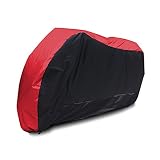 SurePromise Motorradabdeckung 225 x 120 x 57cm Motorradplane Outdoor Indoor Motorrad Abdeckplane Abdeckung Wasserdicht Winterfest mit Tasche(L, Schwarz&Rot) Ersatz