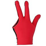 Alomejor Billard Shooters Handschuhe Lef Hand 3 Finger Handschuh Pool Snooker Queue Handschuhe(Rot)