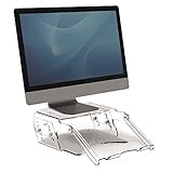 Fellowes Clarity Monitorständer, höhenverstellbar, mit integriertem Vorlagenhalter, transparent
