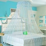 Mture Moskitonetz, Fliegennetz Mückennetz Insektennetz Spitze Betthimmel Moskitonetzen Rund Moskitonetz für Einzel - oder Doppelbetten Indoor or Outdoor Travel (blau)