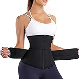 Bingrong Damen Bauchweggürtel Schwitzgürtel Fitness Sauna Gürtel zum Fettverbrennung Taille Trimmer Bauchgürtel Abnehmen Waist Trainer Body Shaper Bauchweg Taillenformer (Schwarz, Small)