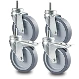 Apparaterollen / Transportrollen - 100mm - Set inkl. Rückenloch M10 x 25mm mit Gewinde (2 Lenkrolle, 2 Lenkrolle mit Bremse)