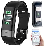 Newgen Medicals Fitnessuhr Blutdruck: Fitness-Armband, Blutdruck-/Herzfrequenz-/EKG-Anzeige, Bluetooth, App (Smartwatch-Fitnessuhr)