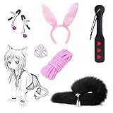 Damen Leder Paket Faux Fuchs Schwanz B1utt Plug Paar