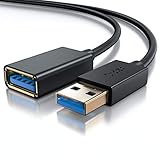 CSL - 2m USB 3.0 Verlängerungskabel - USB Erweiterungskabel USB Verlängerung - bis zu 5 Gbit s - doppelt geschirmt - Knickschutz - bidirektional - schwarz