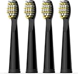 Fairywill Elektrische Zahnbürste Bürstenköpfe，Farbe Erinnerungsborsten, Hart Borsten x 4 für Modelle von 507(D7), 508(D8), 551, 2011, 917, Schallzahnbürsten Schwarz
