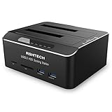 Dualschacht Festplatten Docking Station, RSHTECH USB 3.0 Aluminium Festplatten Dockingstation Offline-Klonen für 2,5 & 3,5 Zoll SATA HDD SSD, unterstützt SD & TF Karte, 2 x 16TB Laufwerke, 6 Gbit/s