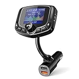 TECKNET Bluetooth FM Transmitter, 1.8' Farbbildschirm Transmitter Bluetooth unterstützt Auto Batterie Lesen/Handsfrei Anrufen/unterstützt USB/SD, Android, Tablets