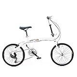 20' Klappfahrrad Weiß 7 Gang Doppel-V-Bremse Klappräder, Faltrad Fahrrad Folding Urban Bike Cruiser Quick-Fold-System mit Höhenverstellbare Sitz: 70-100mm