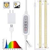 GREENSINDOOR Led Pflanzenlampe für Zimmerpflanzen, Vollspektrum mit Auto ON & Off Timer, 48 LEDs / 4 dimmbare Ebenen, Sonnenähnliche 20W Grow Lampe für Sämlinge Hydroponics Garden(2PCS)