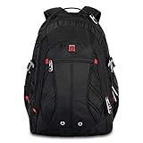 Swisswin Laptop Notebook Rucksack Daypack Schulrucksack Backpack Multifunktion Business Taschen Freizeit Rucksack Arbeits Schultasche,für Herren Männer Schüler,Jungen Teenager,Schule,15.6',Schwarz