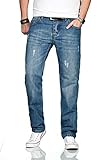 Alessandro Salvarini Designer Herren Jeans Hose Basic Jeanshose gerades Bein Comfort Fit, 34W / 32L, Hellblau