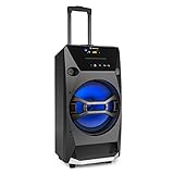 auna Brooklyn Beat - Mobile PA Anlage, 2-Wege-PA-Lautsprecher Audiosystem, Party Box, 100 Watt RMS, 12'-Tieftöner, LED-Effektbeleuchtung, Bluetooth, USB-Port, schwarz