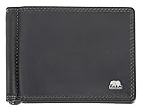 Brown Bear Echtleder Geldbörse mit Dollarclip Geldklammer Leder Grau für Herren ohne Münzfach RFID Schutz Blocker Querformat Männer Geldbeutel Portemonnaie Portmonaise Portmonee Ledergeldbörse